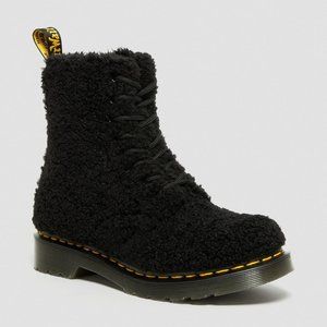DR MARTENS 1460 PASCAL BOOTS IN BLACK LUX BORG FAUX SHEARLING US WOMEN SIZE 9